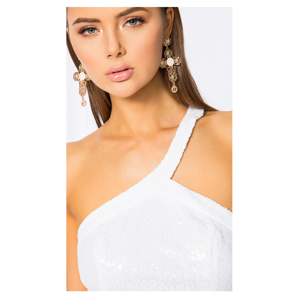 Revolve Superdown Dress Women Small White Sequin Embellished cicely mini dress - Picture 3 of 12